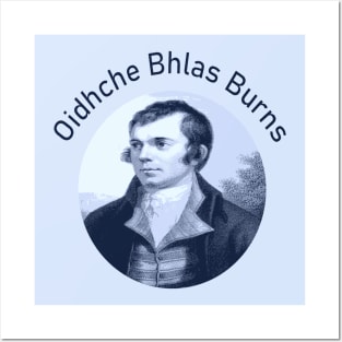 Robbie Burns - Oidhche Bhlas Burns Gaelic Text In Blue Posters and Art